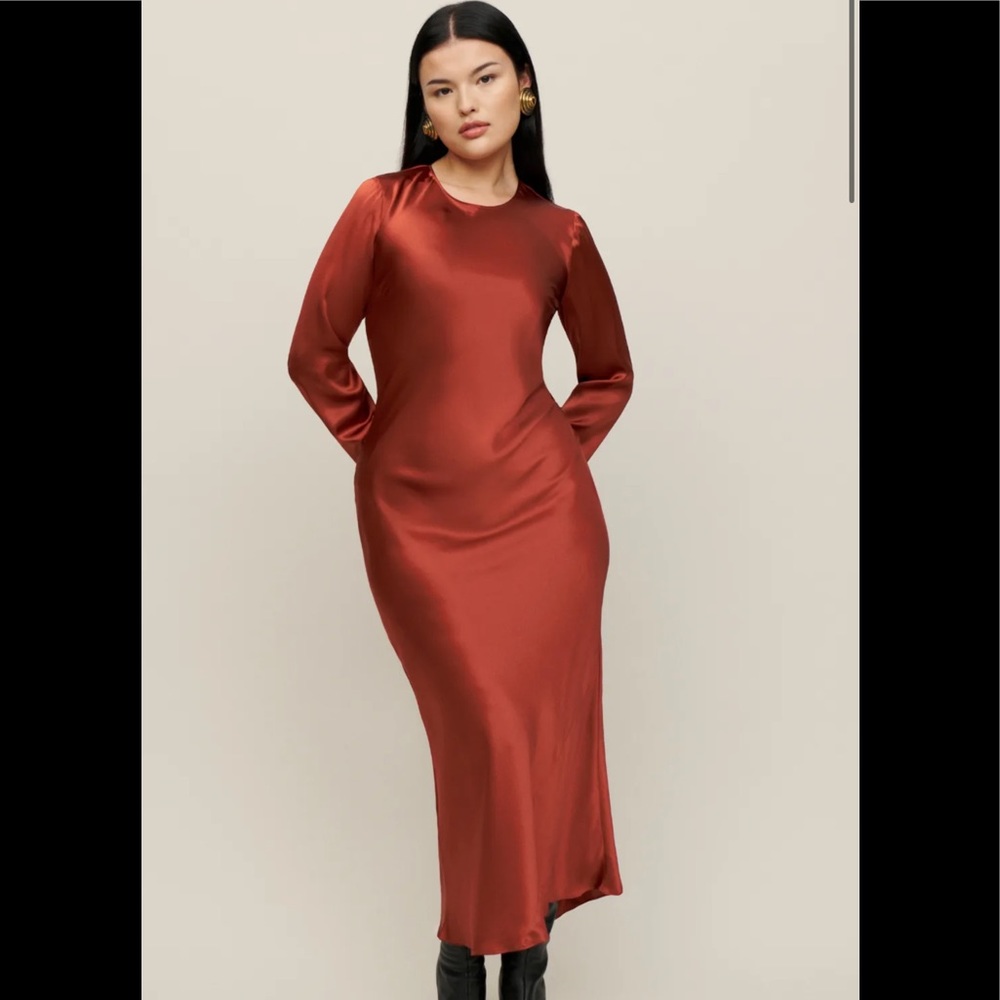 Reformation Davina Silk Red Dress size XS